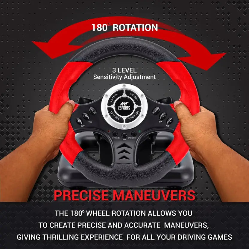 Ant Esports Corsa Racing Wheel with Pedal GW170 (Red & Black, For PC)
