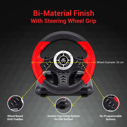 Ant Esports Corsa Racing Wheel with Pedal GW170  (Red & Black, For PC)